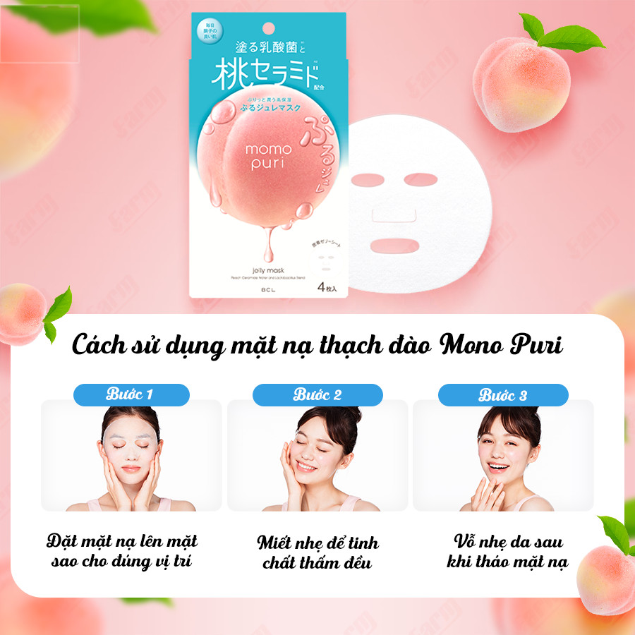 Mặt Nạ Thạch Đào Dưỡng Trắng Tinh Khiết Momopuri ( 4 miếng )