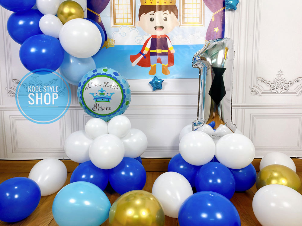 Backdrop phông nền bong bóng sinh nhật Hoàng Tử