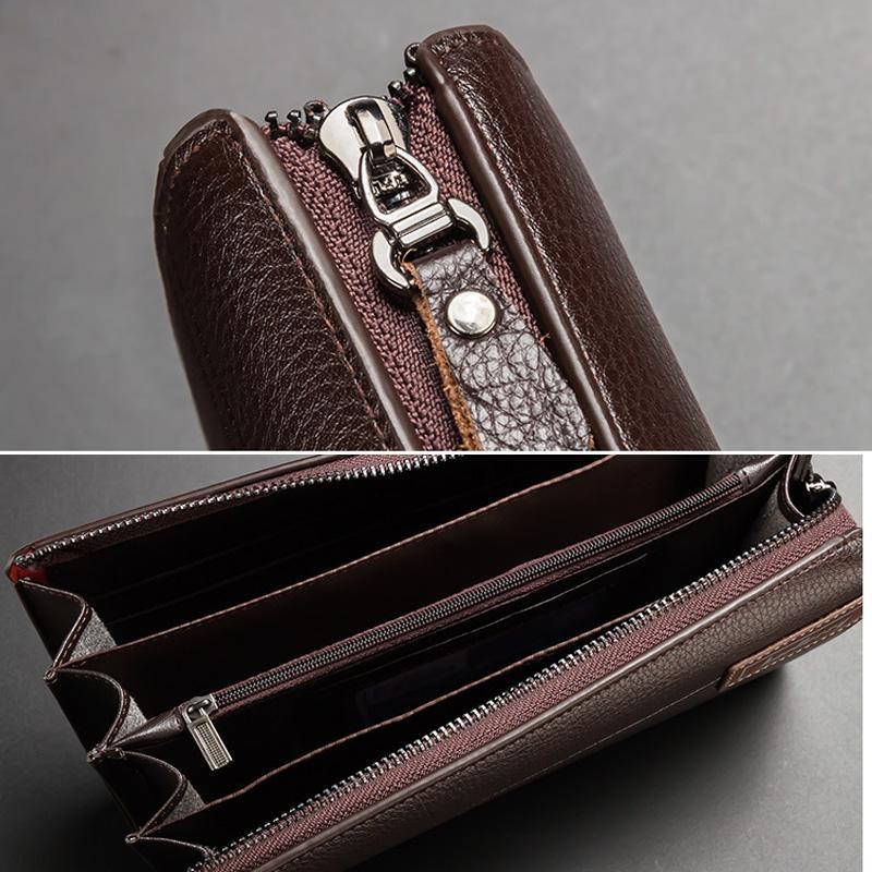 VÍ clutch Nam nữ Bllerry dây kéo đôi có dây móc tay