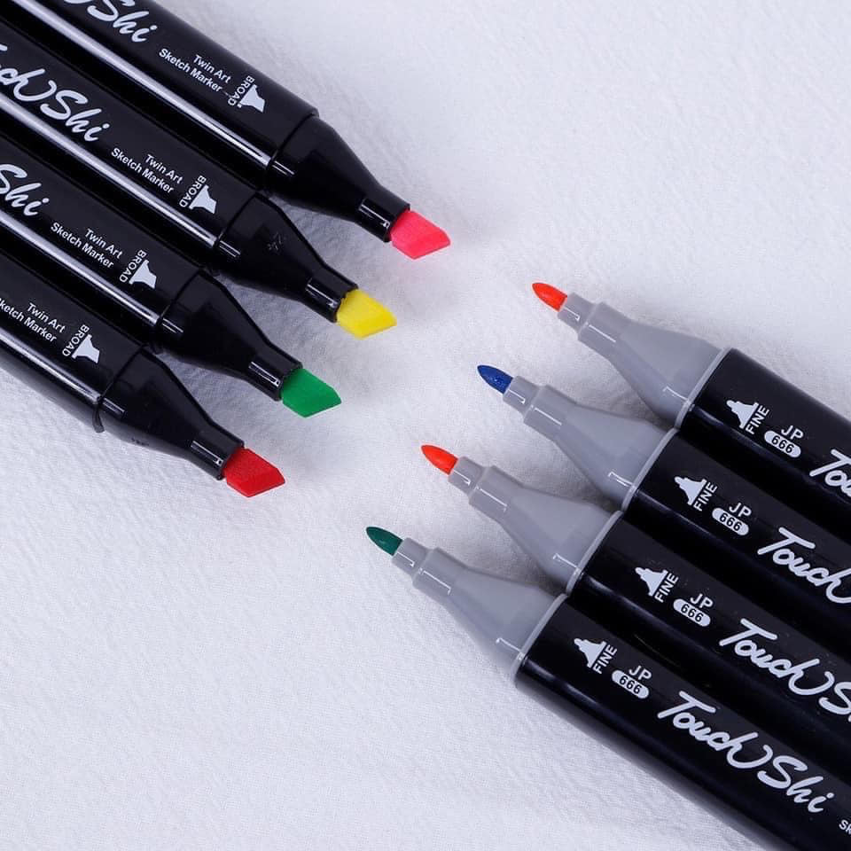 Màu vẽ 2 đầu cho trẻ em, người lớn vẽ tranh, tô màu, sáng tạo mỹ thuật 48 chiếc bút màu khác nhau kèm túi đựng - Bộ bút màu túi đen siêu xịn