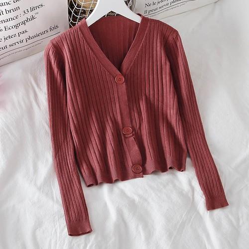 Áo khoác cardigan nữ len mỏng dệt kim mùa Thu ulzzang Hàn Quốc màu tươi