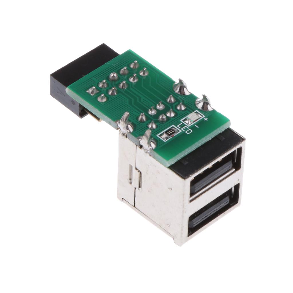 9Pin Motherboard to Double Layer 2Port USB2.0 Female Internal Header Adapter