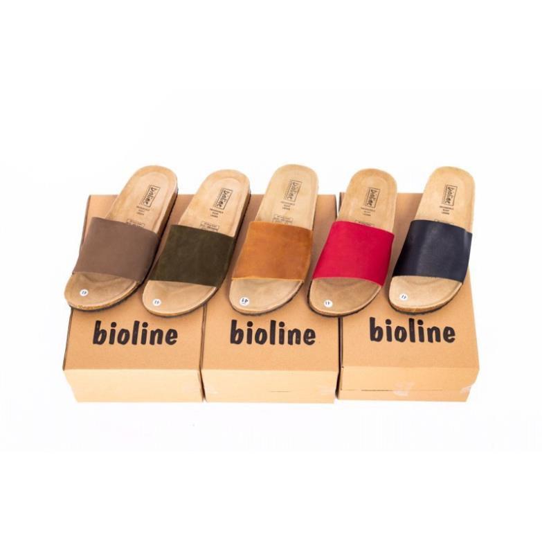 Dép đế trấu birken Bioline quai ngang da bò thật nguyên tấm unisex mã BO5 - Bioline Official