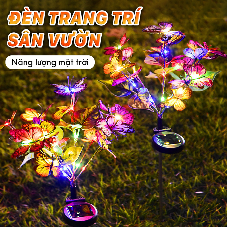 Đèn Trang Trí Năng Lượng Mặt Trời Hình Bướm, Nhiều Màu Sắc, 17 Đèn Hình Bướm - DA3044
