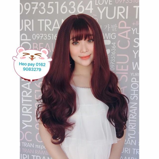 Tóc giả nữ nguyên đầu - Tóc giả nguyên đầu xoăn bấm phồng chân tóc