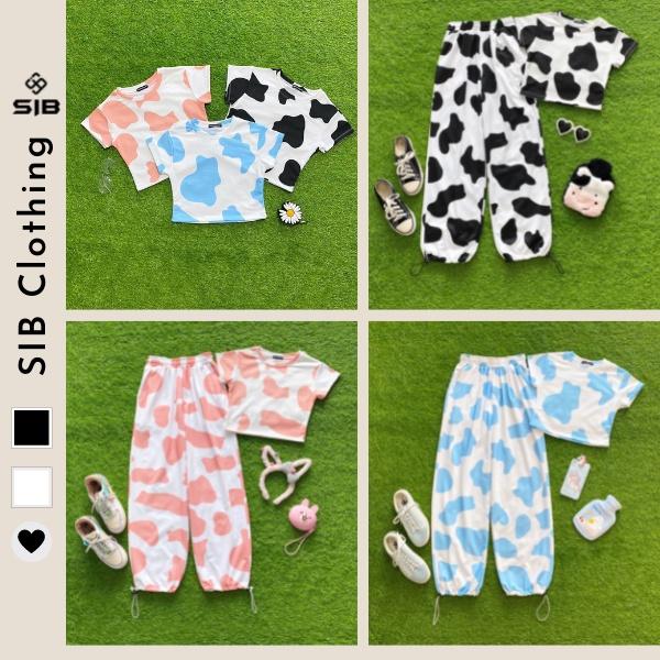 Áo croptop ôm body SIB Clothing tay ngắn sexy bò sữa SIB011