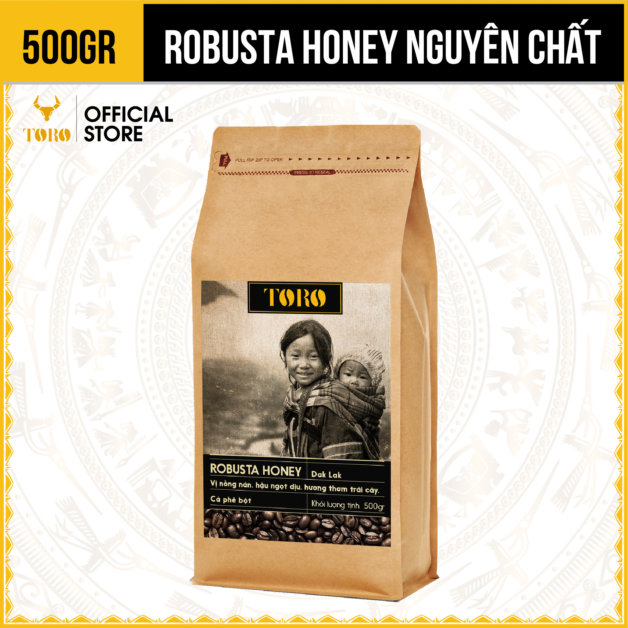 [500GR] Cà Phê Bột Toro Robusta Honey Nguyên Chất 100% | TORO FARM