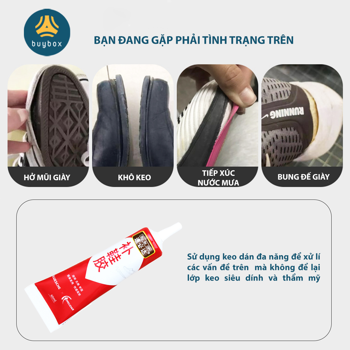 Keo dán giày bền chặt, chống thấm hiệu quả, chất keo lỏng,  dễ dàng sử dụng, tiện lợi - BuyBox - BBPK356