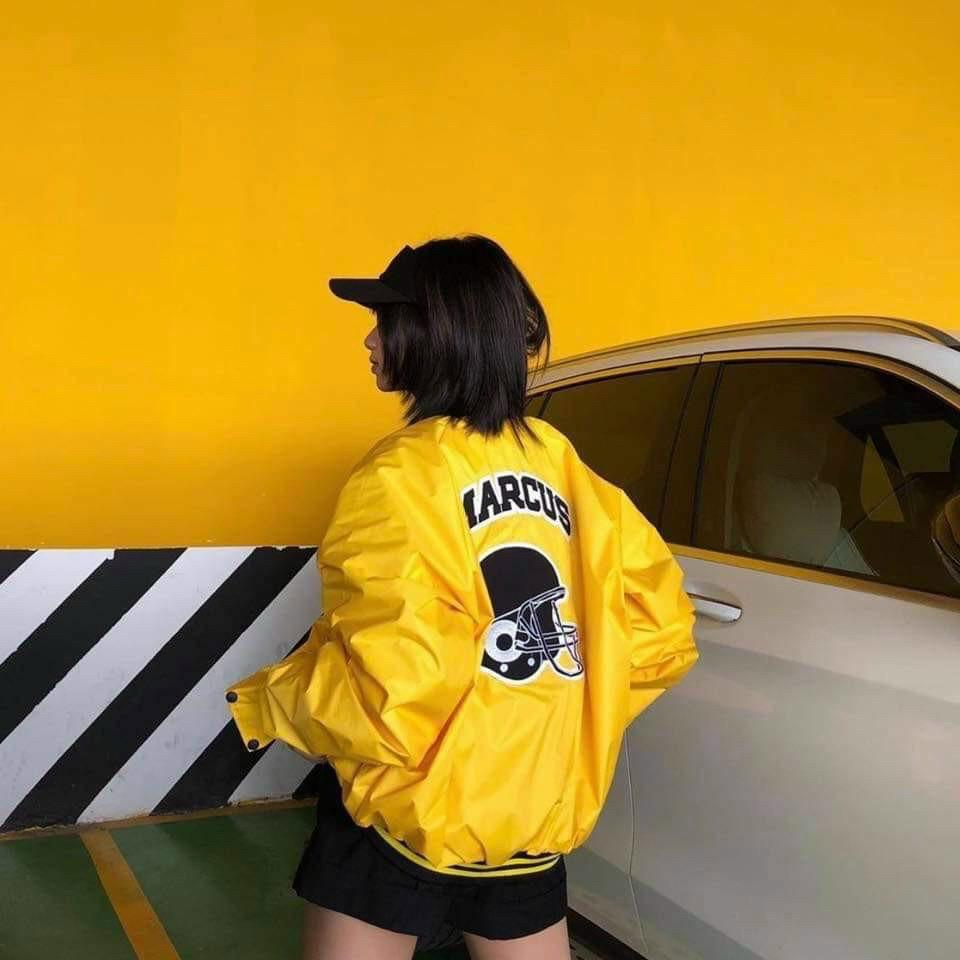 Áo Khoác Dù Hai Lớp Unisex, Áo Khoác Bomber MC Form Rộng 2 Màu Vàng Đen Nam Nữ Ulzzang, Labibi