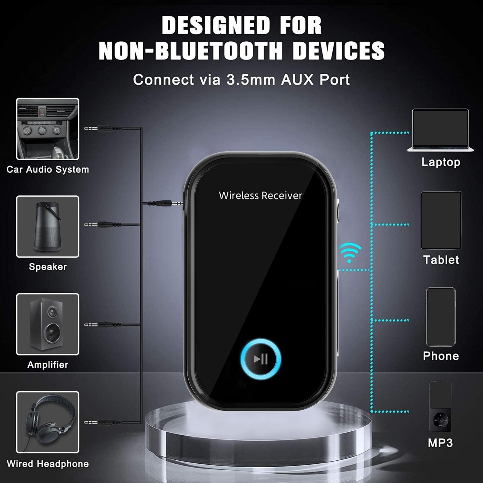 Bluetooth 5.0 AUX Music Adapter Transmitting Receiving for Music Streaming Sound System Speaker Headphones