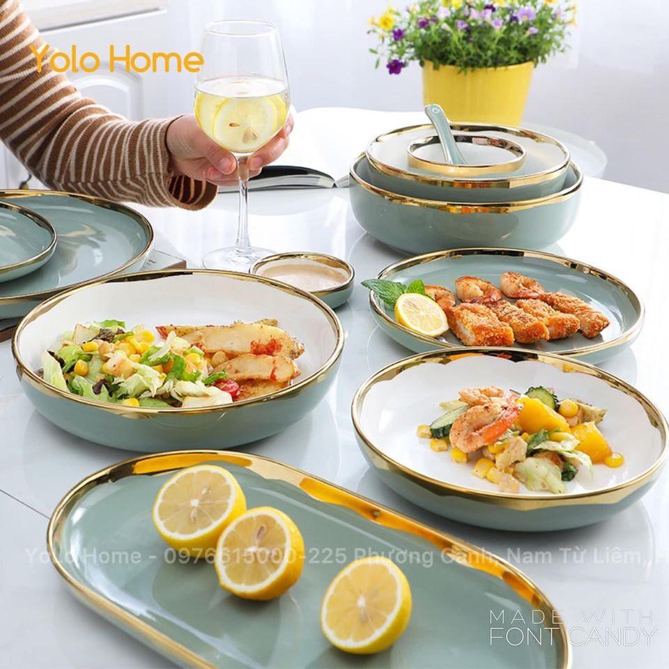 Bộ bát đĩa 26 món ̂́ Bộ bát đĩa sứ 26 món với nhiều màu sắc độc đáo, sang trọng