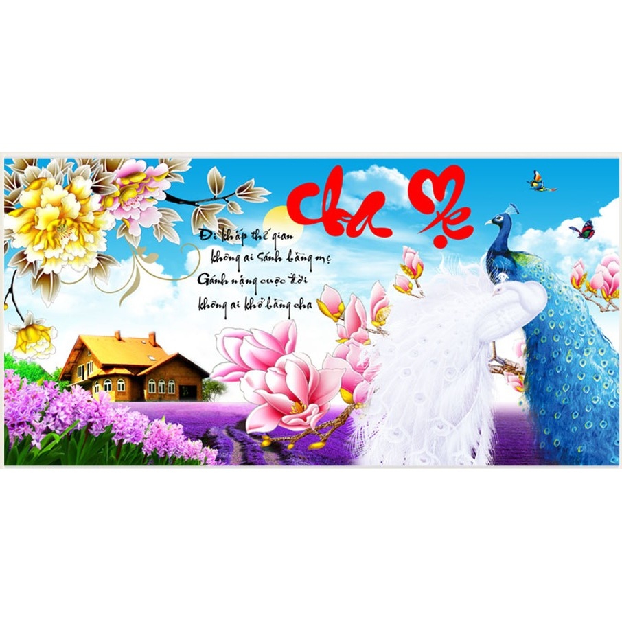 Tranh đính đá CÔNG ƠN CHA MẸ 110x60cm tự đính