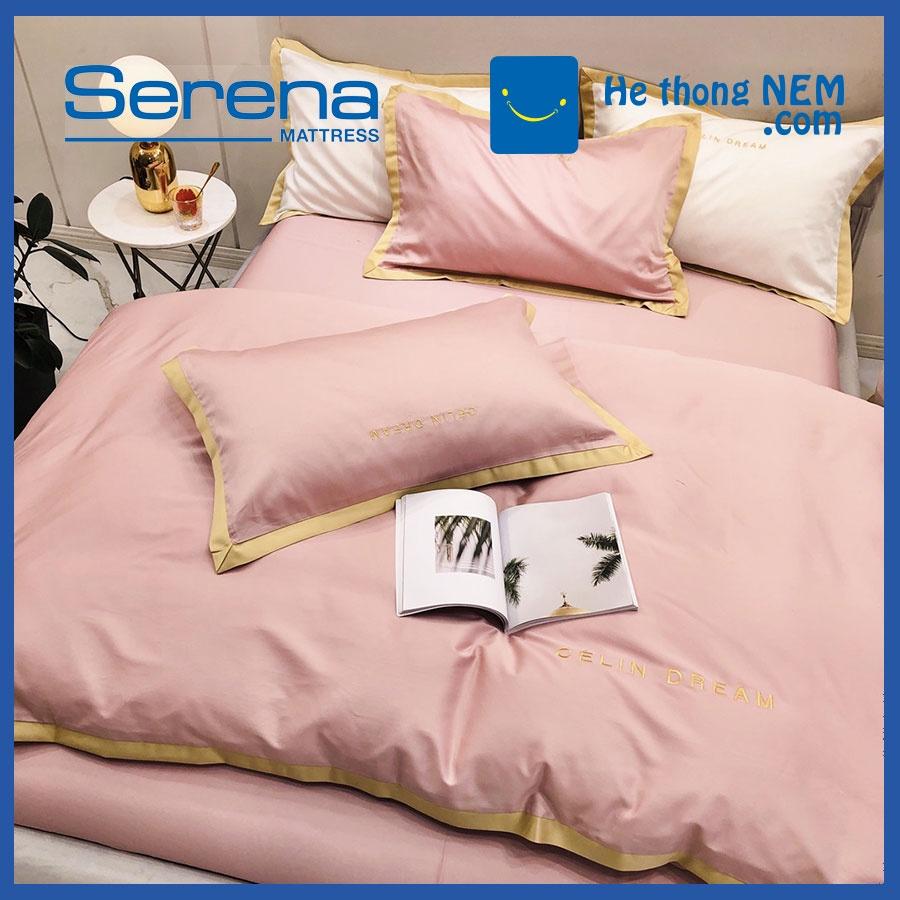 Bộ Ga Giường 5 Món Lụa Pháp SERENA Ga Trải Giường Chăn Ga Gối Đệm Cao Cấp - Hệ Thống Nệm