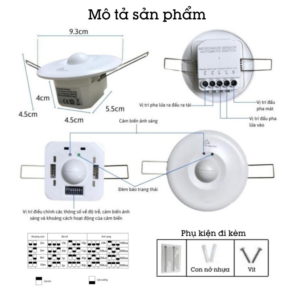 Công tắc cảm biến radar vi sóng âm trần công suất lớn Homematic M003