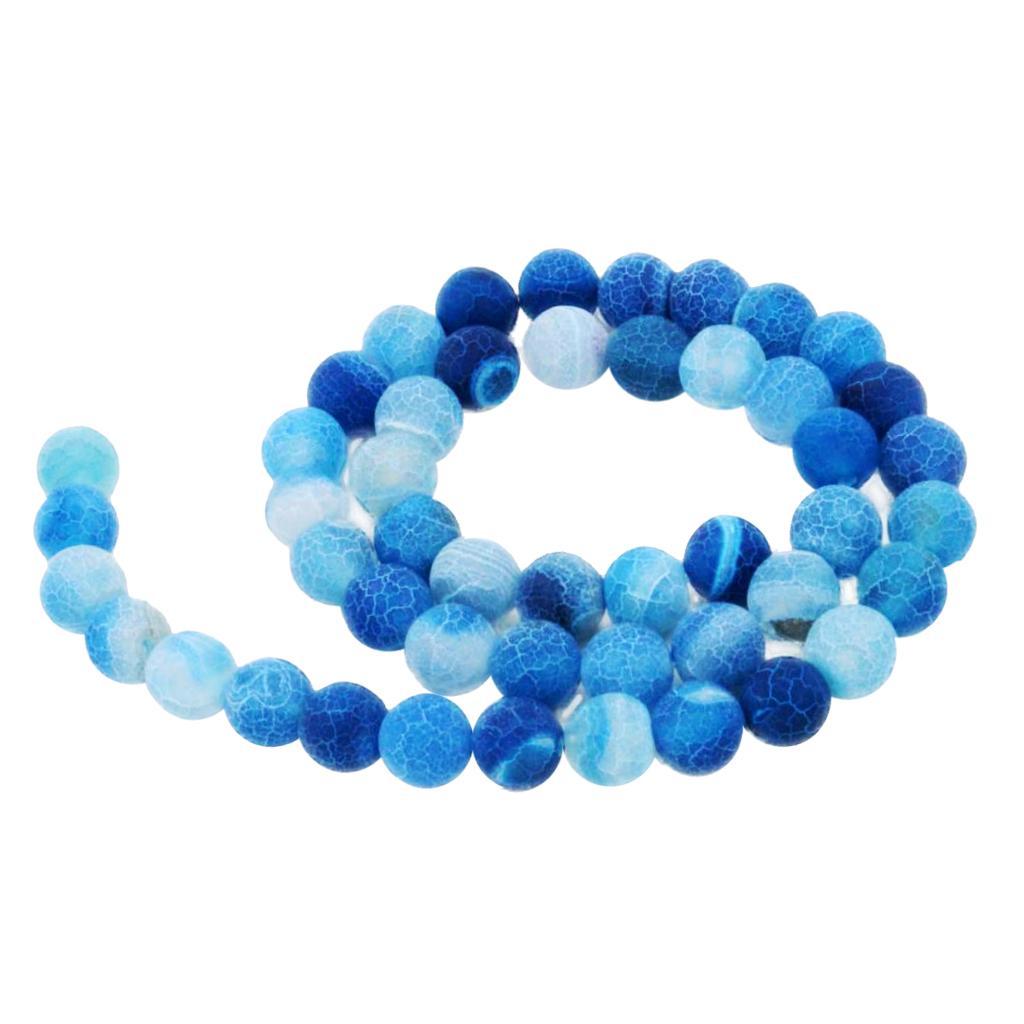 1 Strand 8mm Round Weathering Frosted Stone Loose Beads DIY Crafts Blue