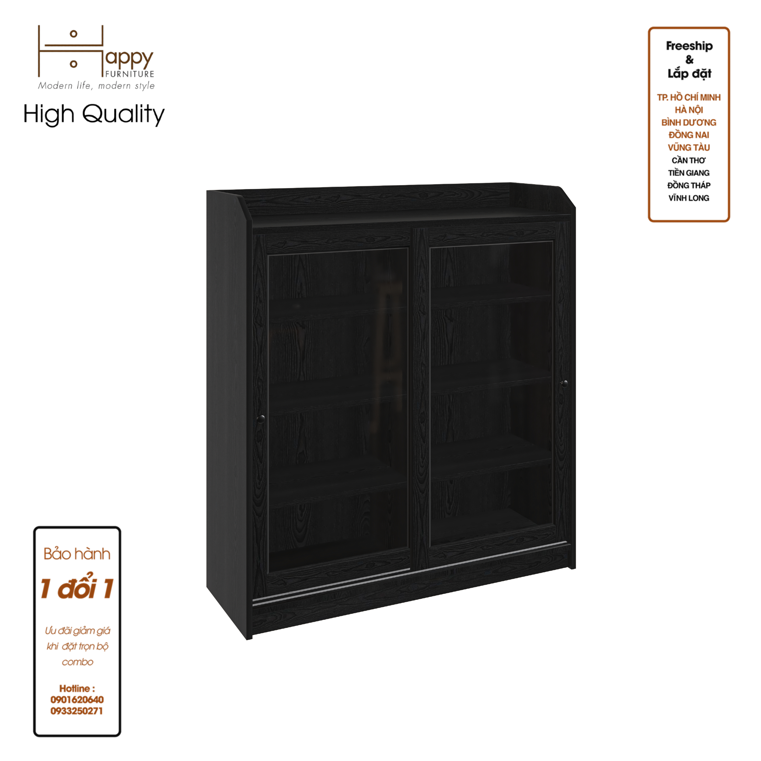 RUNI, Tủ đựng đồ - 2 cánh cửa kính, 105cm x 37cm x 116cm , TCL_001