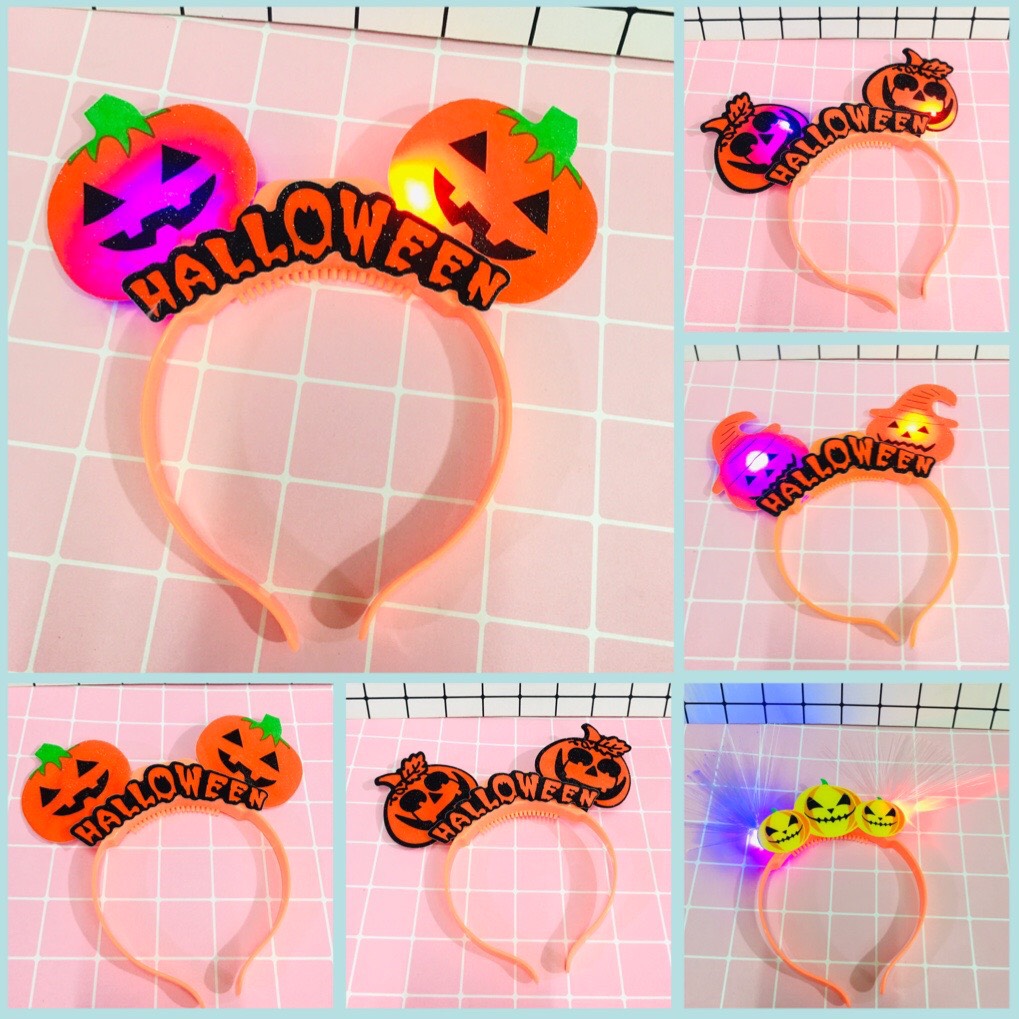 Set 2 bờm bí ngô có đèn hoá trang Halloween