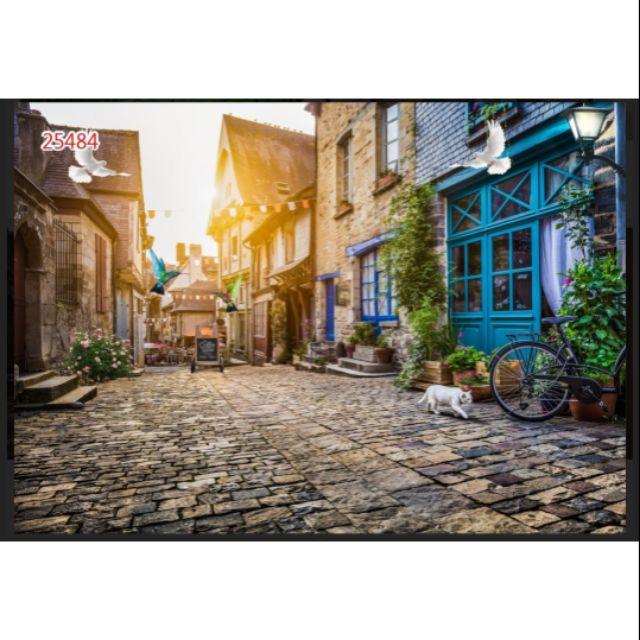 Tranh dán tường 3D dán quán cafe trà sữa trà chanh