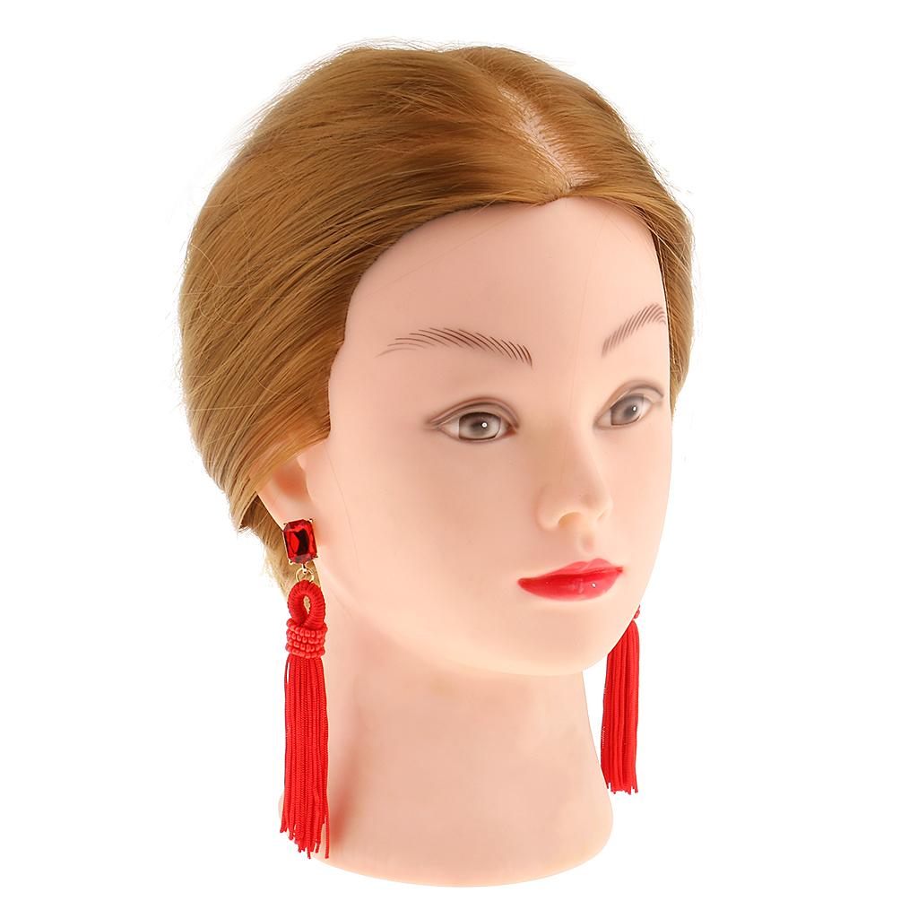 Long Tassel Earrings Red