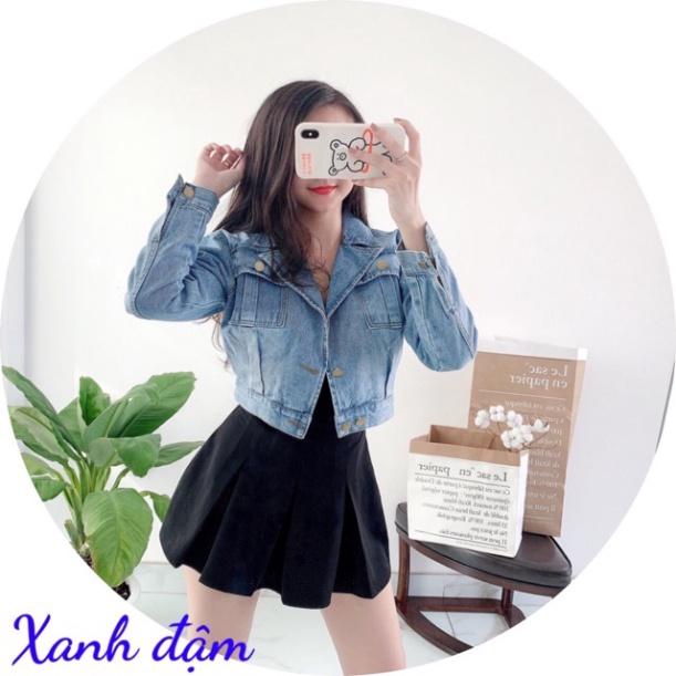 áo khoác jean nữ lửng cao cấp dáng ngắn cổ vest tay dài phong cách hàn quốc kiểu mới đẹp giá sỉ  -TEEN