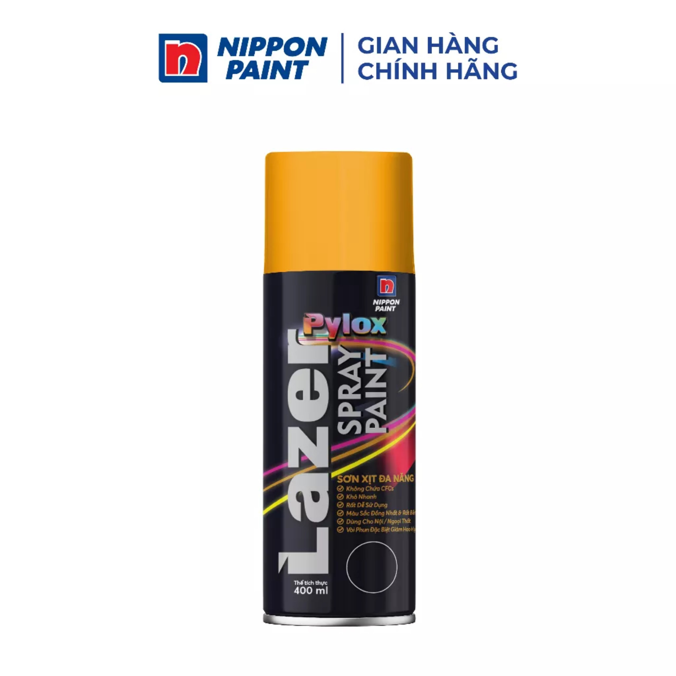 Sơn xịt Nippon Pylox Lazer màu vàng đậm 400ML