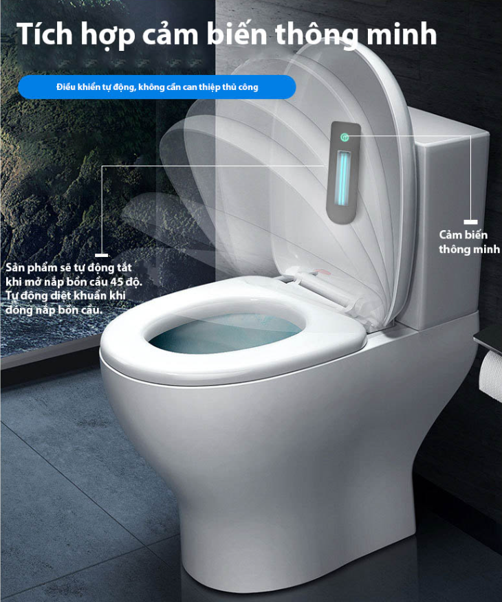 Đèn LED UV khử trùng nhà vệ sinh Laeri UVC HOOM-Design 1200mAh