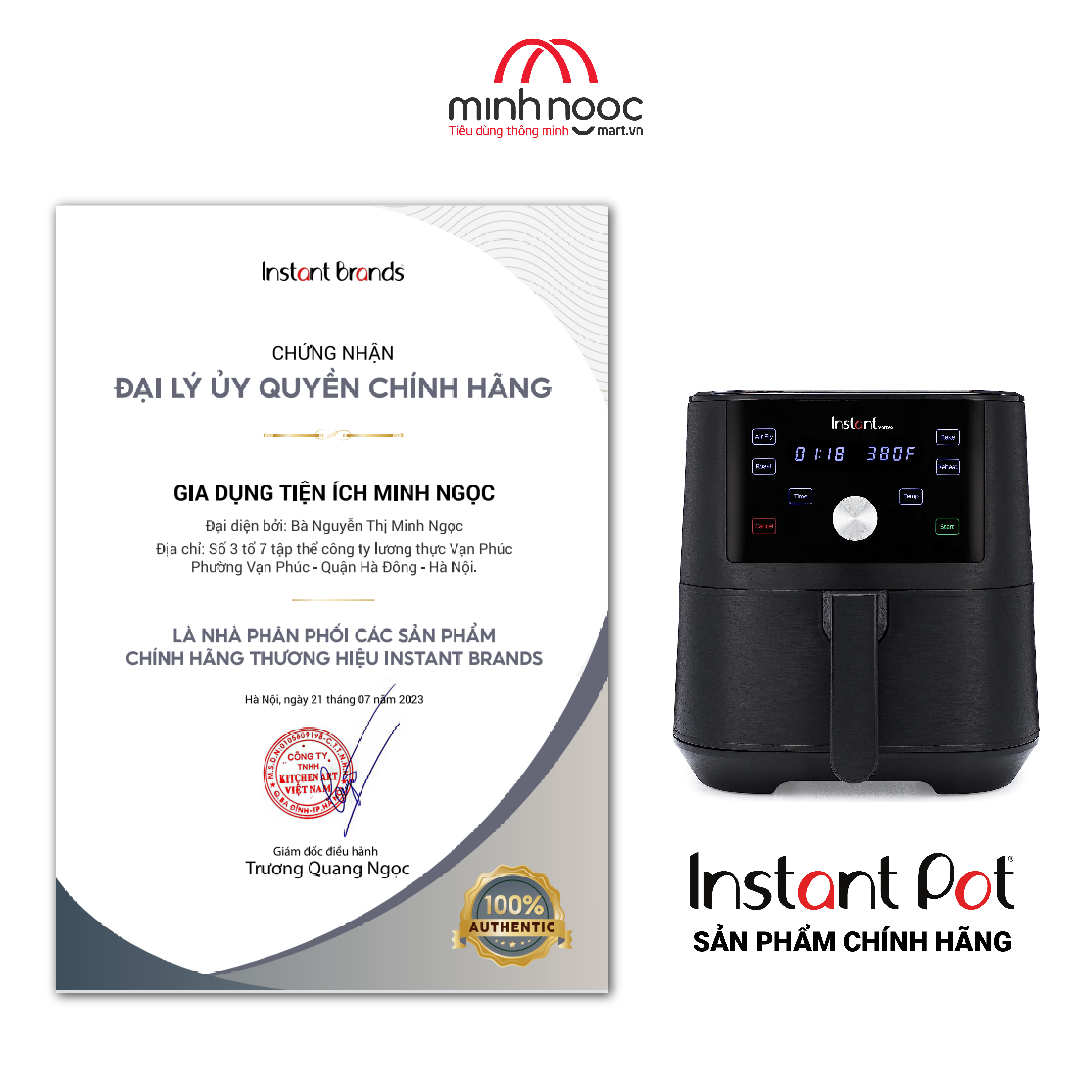 Nồi chiên không dầu Instant Vortex, Dung tích 5,7 lít, 4 chức năng trong 1 nồi