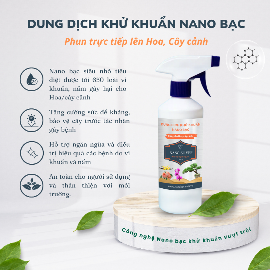 Dung Dịch Trị Nấm Cây &amp; Hoa Nano Bạc Hoàng Gia Khử Khuẩn Cho Hoa Lan, Hoa Hồng &amp; Cây Cảnh 200ml