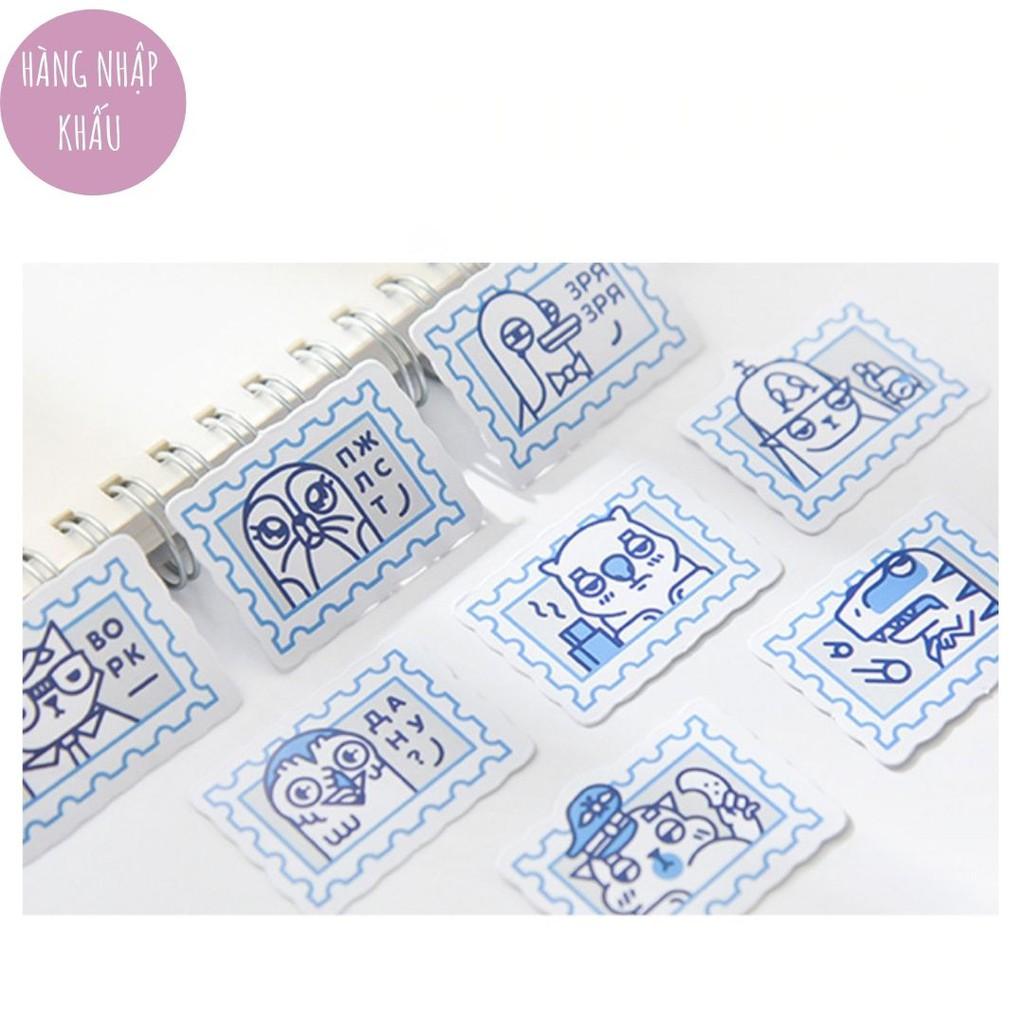 Hộp 45 sticker nhãn dán đáng yêu trang trí điện thoại vật dụng học tập gia đình City Aminal Stamp ST125