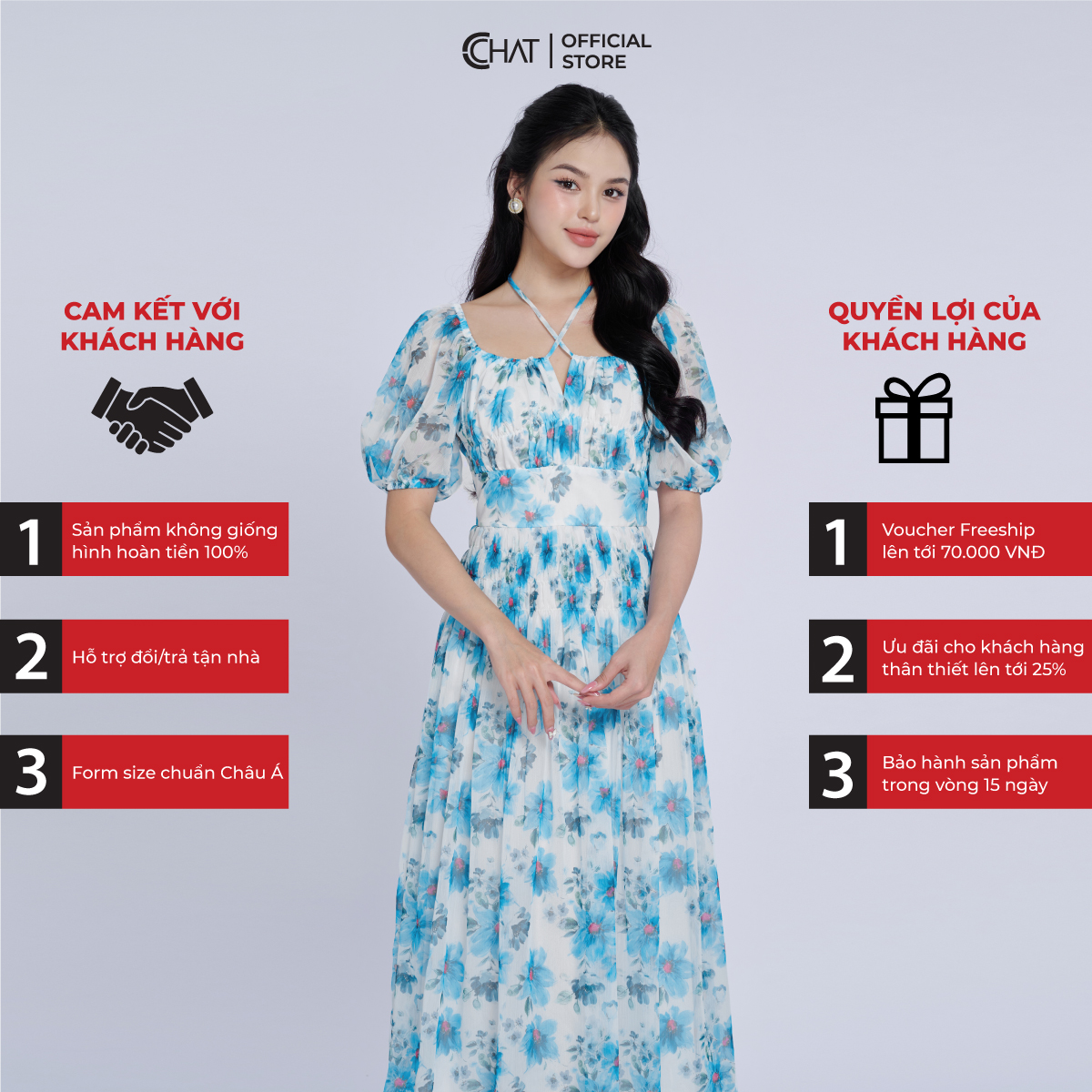 Đầm Nữ Kiểu Nhún Tay Bồng Chun Eo Dáng Xòe Chất Voan Bay Bổng 13VNV4005XT