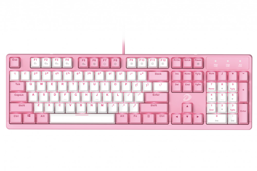 Bàn phím cơ Gaming DAREU EK1280s PINK-WHITE 104KEY (PINK LED, Blue D switch) - Hàng Chính Hãng