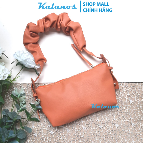 Túi xách nữ kẹp nách đẹp màu cam Kalanos KTNU2140-Cam, Túi xách nữ 24cm đeo chéo bèo nhún tiểu thư giá rẻ màu cam