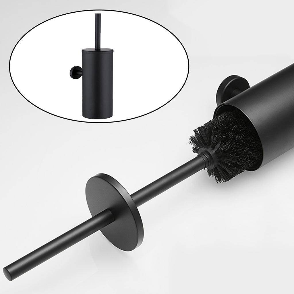 Wall Mounted Toilet Brush Detachable Brush Head for Bathroom black matte