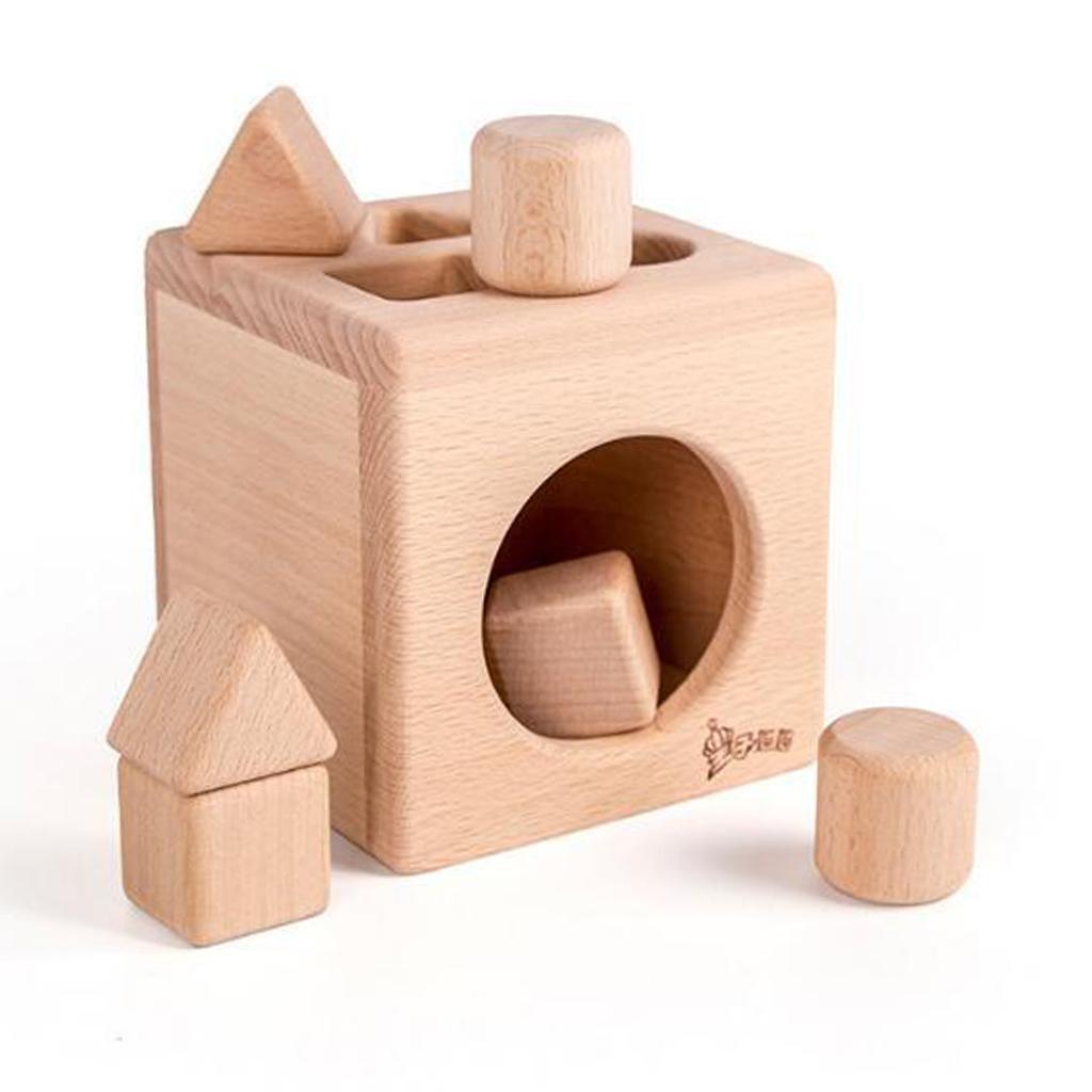 Wooden Shape Sorter Box - Baby Geometric Building Block Sorting & Matching Game Toys Early Shapes Cognitive Learning