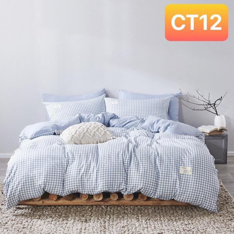 Bộ chăn ga gối Cotton TC sọc caro 4 món đủ kích thước 1m2 đến 2m*2m2