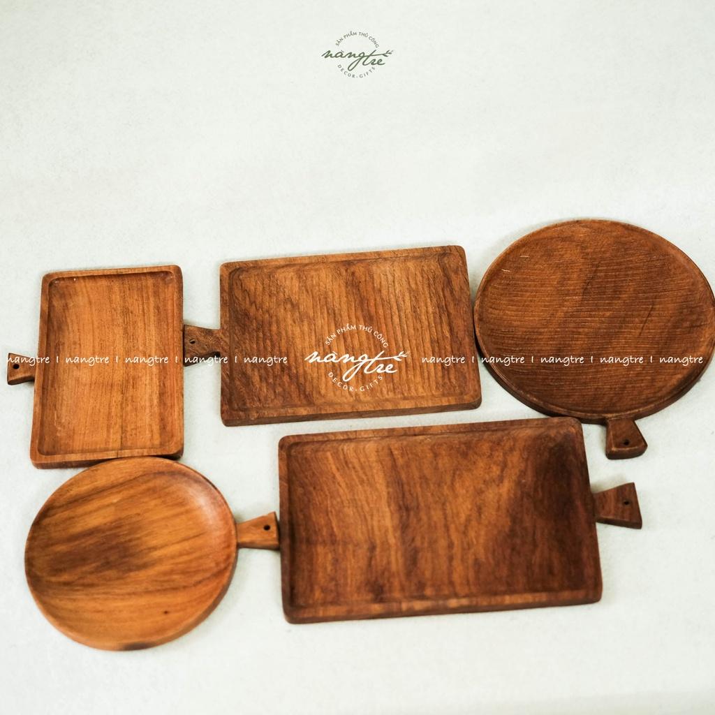 Khay gỗ tay cầm, Khay gỗ trang trí thức ăn, Square wooden tray