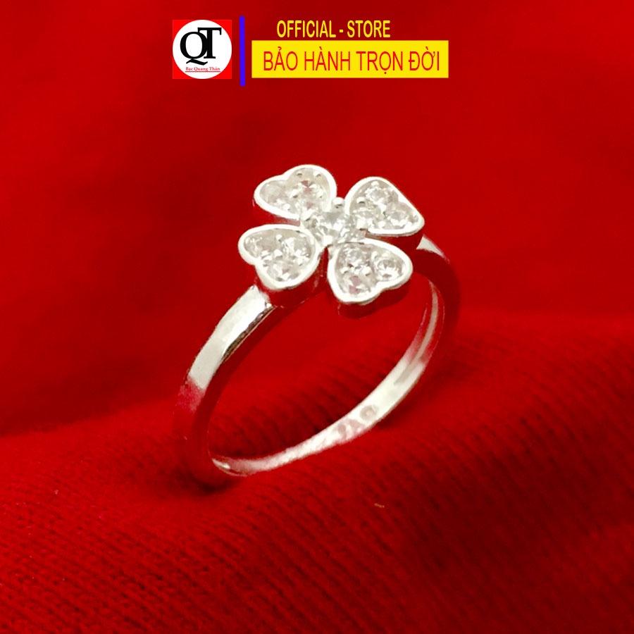 Nhẫn bạc cỏ bốn lá cho bé gái chất liệu bạc ta Bạc Quang Thản – QTTC6