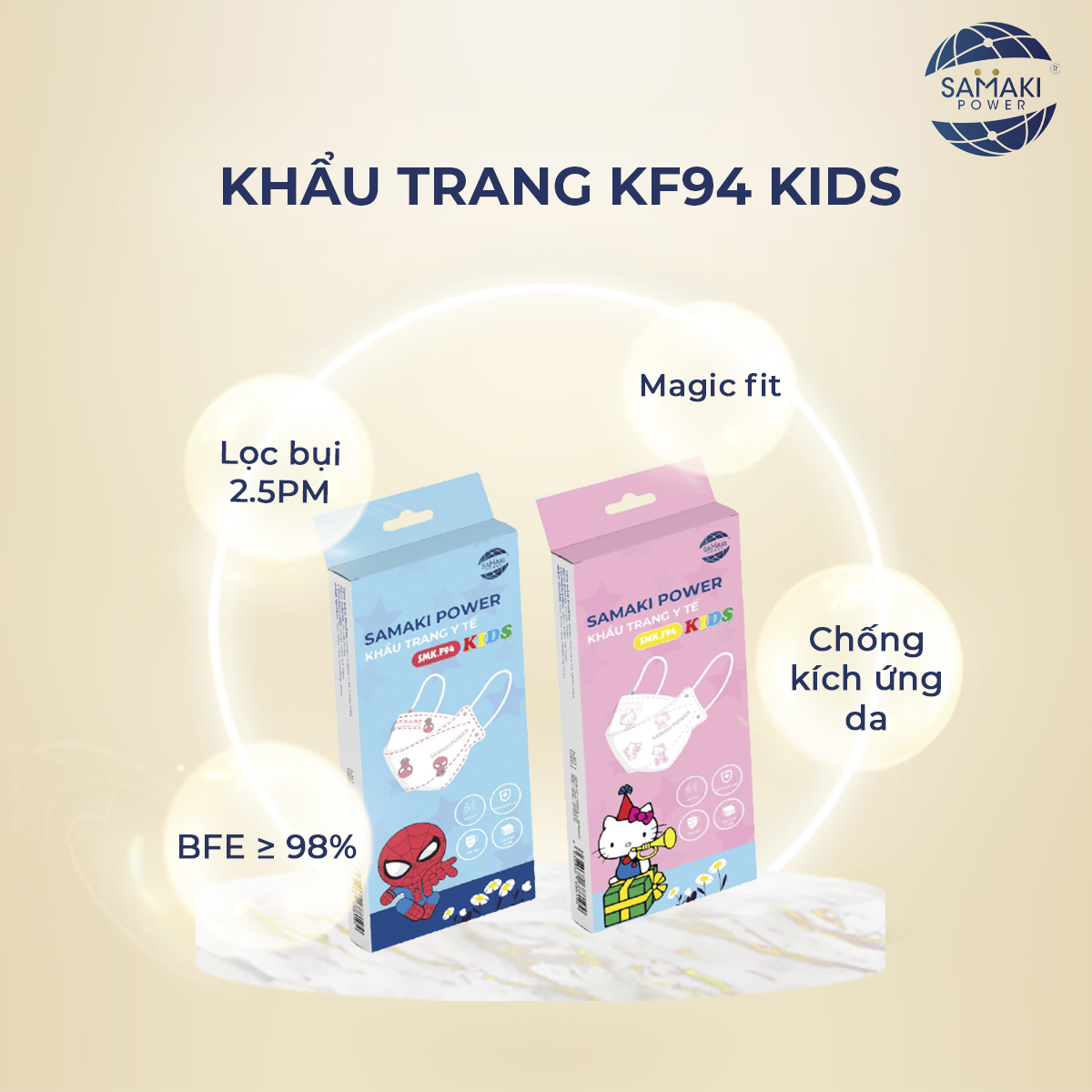 Khẩu trang trẻ em SAMAKI POWER SMK.F94 KIDS– hộp 10 cái