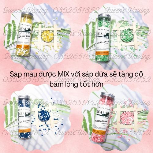 Sáp wax lông cao cấp dạng hạt đậu sáp hũ 400G màu mix sáp dừa siêu bám lông + Tặng que gỗ