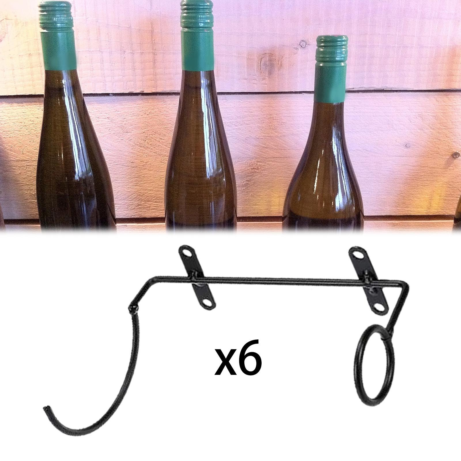 6 PCS Wall Mounted Wine Racks, Red Wine Bottle Display Holder, Iron Hanging Wine Rack Organizer, Wine Storage Shelf
