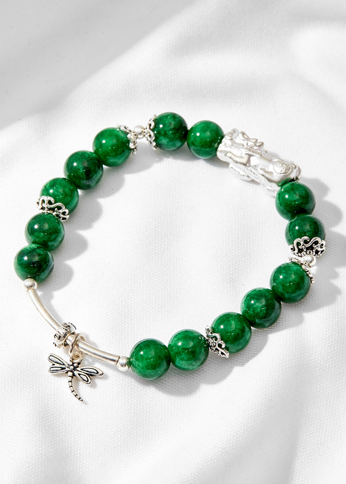 Vòng tay đá thiên nhiên phối charm tỳ hưu bạc thái size hạt 8mm - Ngọc Quý Gemstones