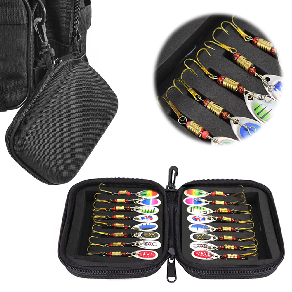 Hộp 16 mồi câu kim loại Bass đúc Spinner
