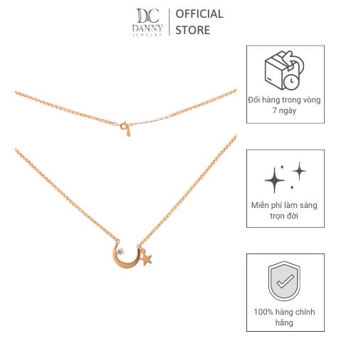 Dây Chuyền Có Mặt Danny Jewelry Bạc 925 Xi Vàng Hồng Hình Trăng Sao & Đá CZ DM042