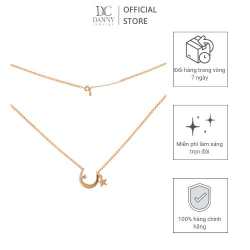 Dây Chuyền Có Mặt Danny Jewelry Bạc 925 Xi Vàng Hồng Hình Trăng Sao &amp; Đá CZ DM042