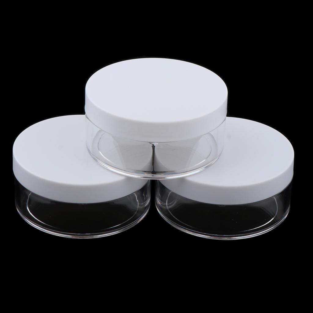 3x Loose Powder Container Powder Puff Case Powder Makeup Storage Jars White