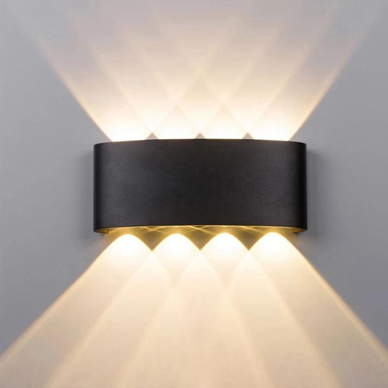 Đèn led gắn tường, Đèn tường led 2 đầu 8w ánh sáng vàng, đèn tường led nghệ thuật trang trí có chỉ số chống nước B115-8