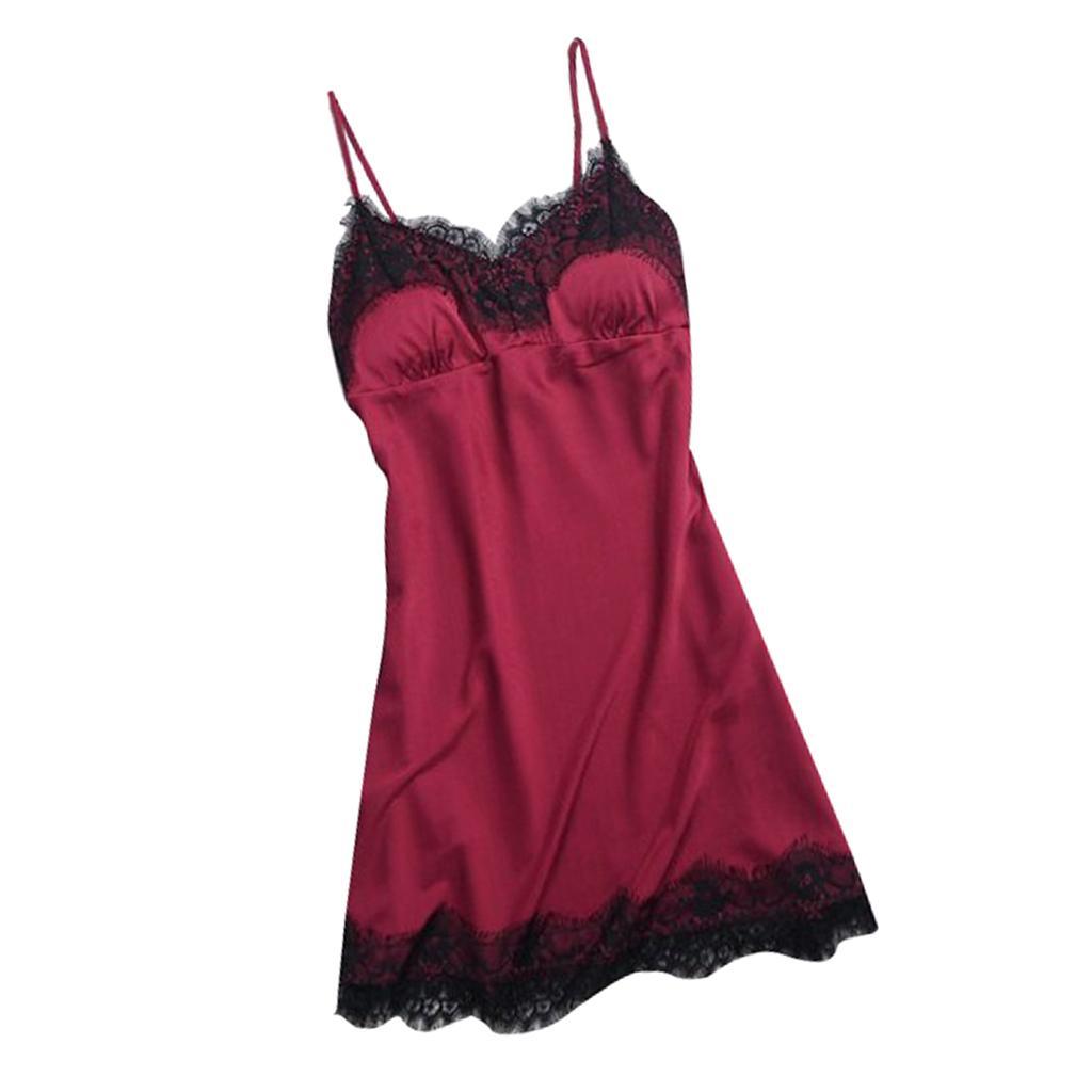 2pcs Sexy Night Dress Nightgown Sleepwear Pajama W/ Chest Pads For Women XL