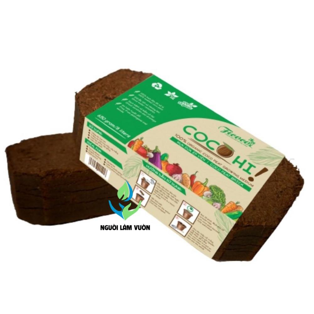 Viên đất trồng cây xơ dừa nén COCO HI đã qua xử lý 650g nở ra 8 lít trồng hoa rau cây cảnh - giữ ẩm tốt