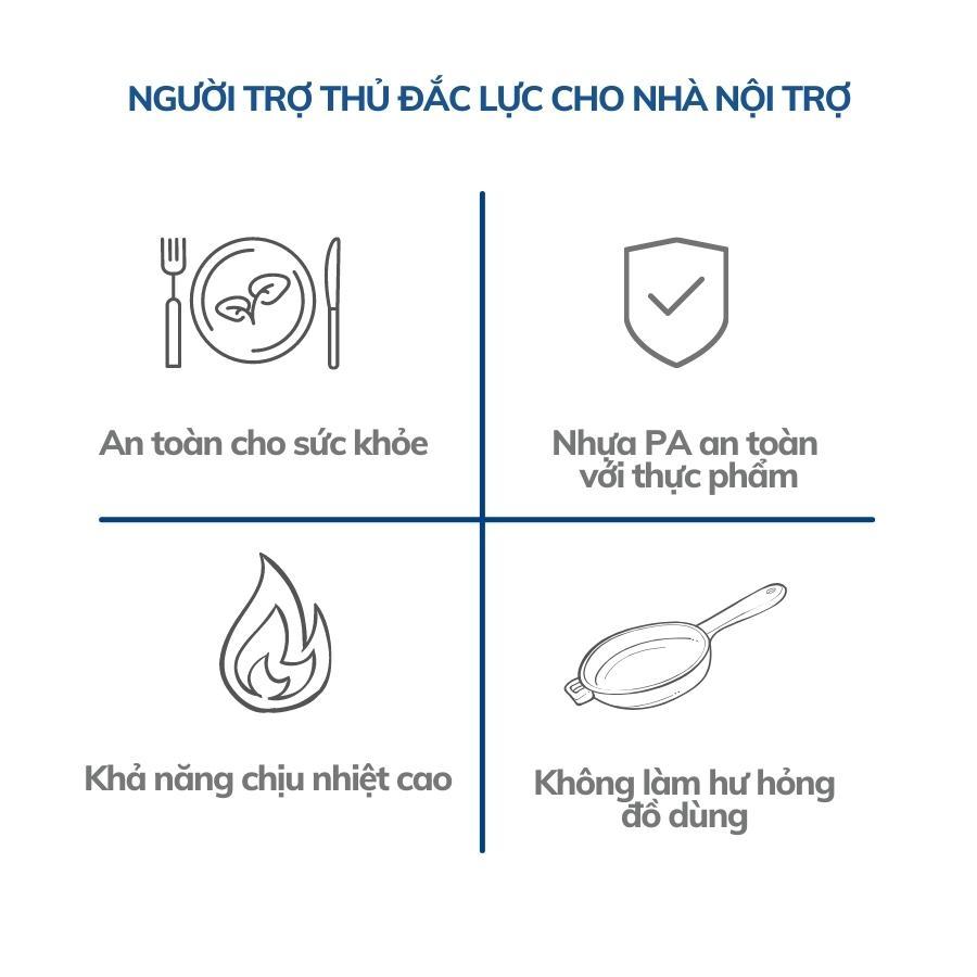 Set 4 Dụng Cụ Nấu Ăn Muôi Vá Xẻng Tramontina Bằng Nhựa PA An Toàn Cho Sức Khỏe Chịu Nhiệt SX Brazil