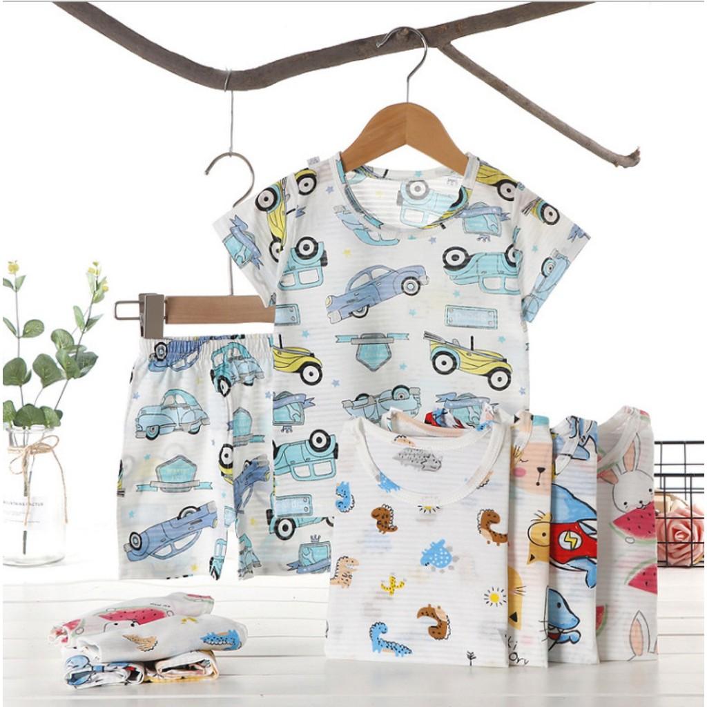 Đồ Bộ Bé Trai, Bé Gái Vải Thun Lạnh Dễ Thương Mùa Hè Hình Ngộ Nghĩnh